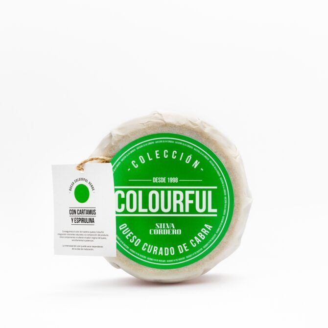 Queso Curado de cabra con Cártamo y Espirulina